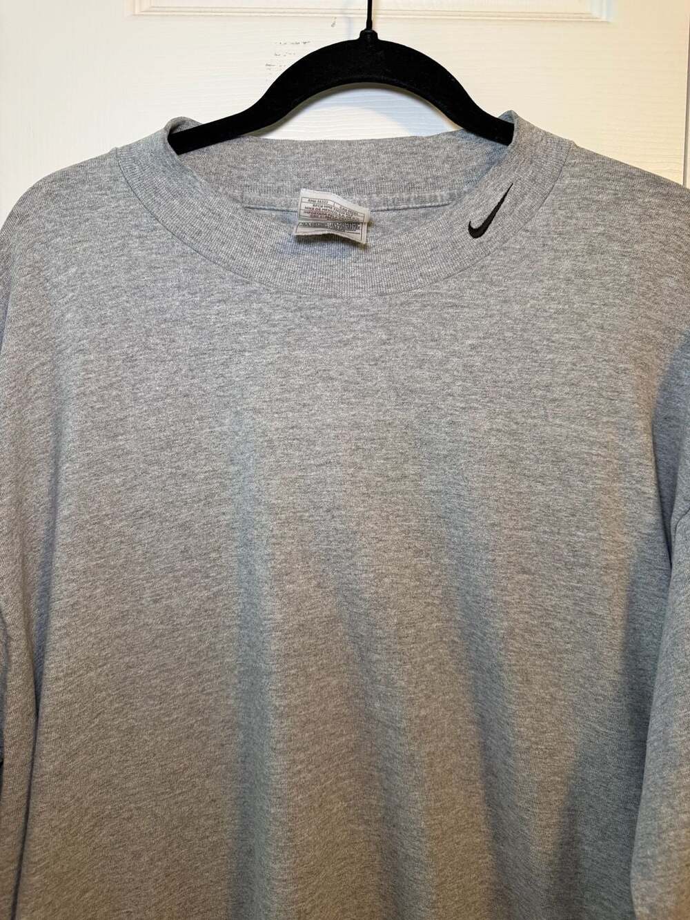 Nike Vintage Mock Neck Long Sleeve T-Shirt Size XL Gray Embroidered Swoosh